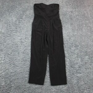 Express Jumpsuit Womens 10 Black Strapless Smocked Waist Straight Leg One Piece
